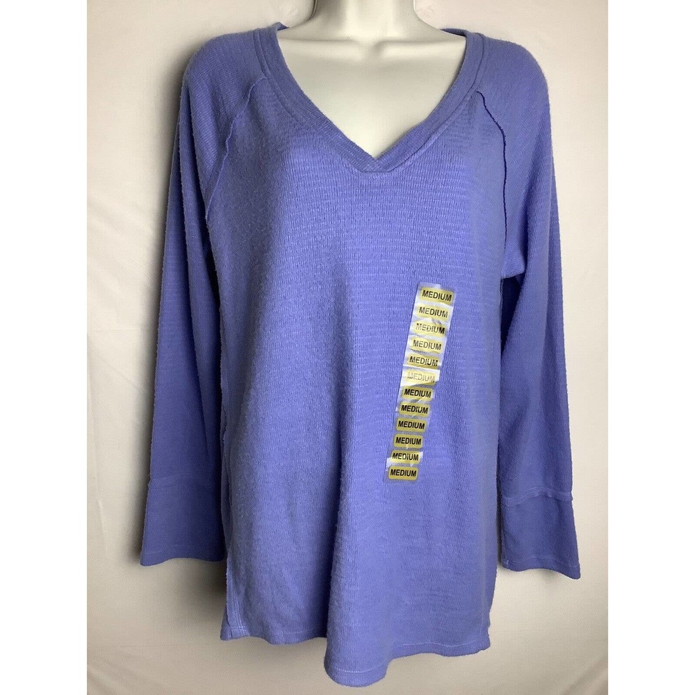 Womens Size Medium Wild Fox Purple Long Sleeve Stretch Haley Brushed Top